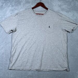 Polo Ralph Lauren Shirt‎ Mens 2XL Gray Heather Pocket Crewneck Embroidered Pony